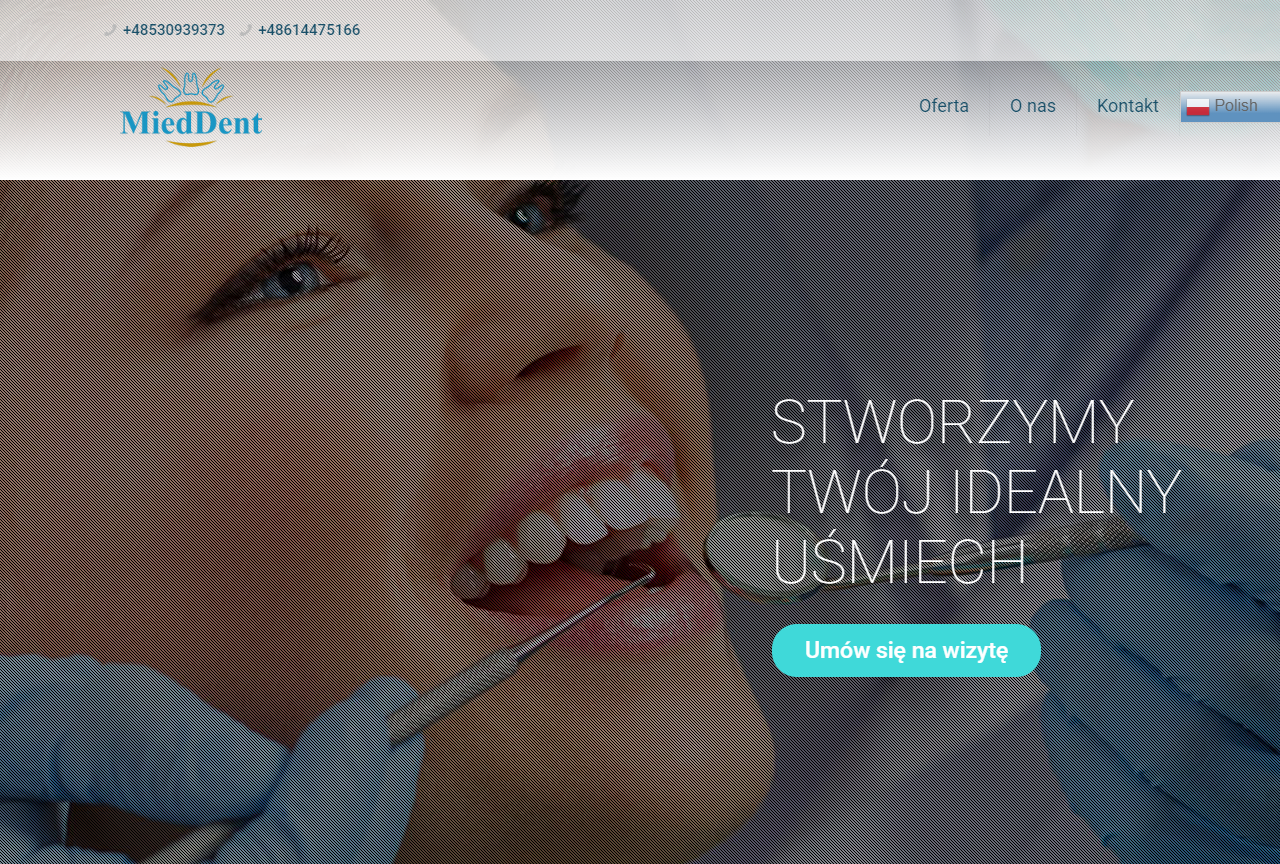 Zrzut ekranu strony MIED-DENT - przychodnia stomatologiczna