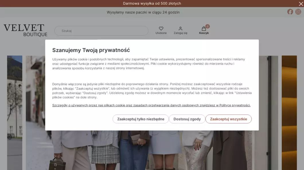 Zrzut ekranu strony Velvet Boutique Premium