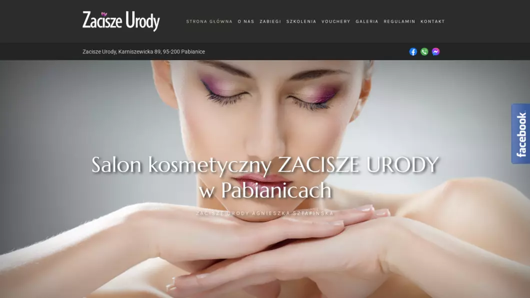 Zrzut ekranu strony Zacisze Urody - Salon kosmetyczny Pabianice