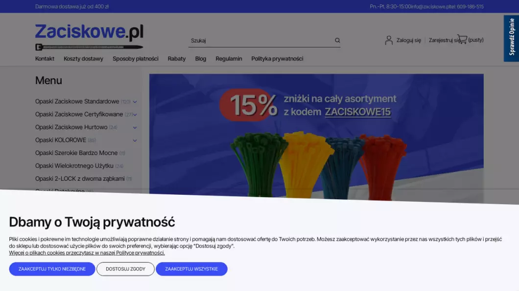 Zrzut ekranu strony Zaciskowe.pl