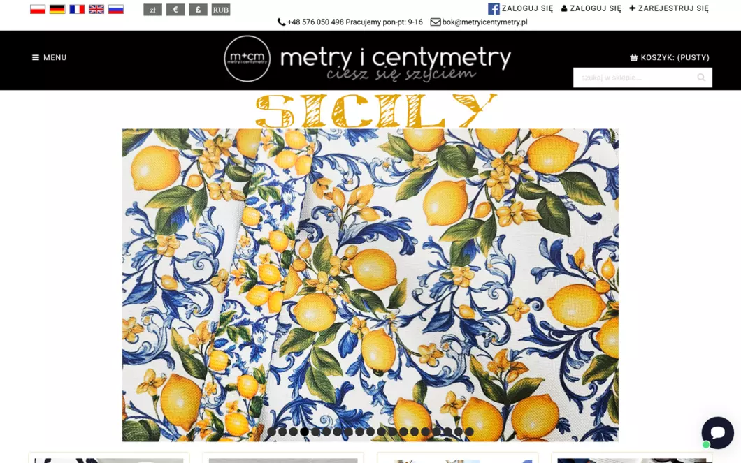 Zrzut ekranu strony Metry i Centymetry