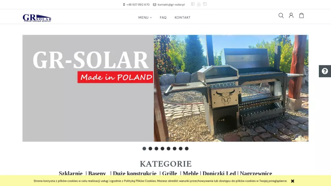 Zrzut ekranu strony Producent szklarni ogrodowych GR-Solar