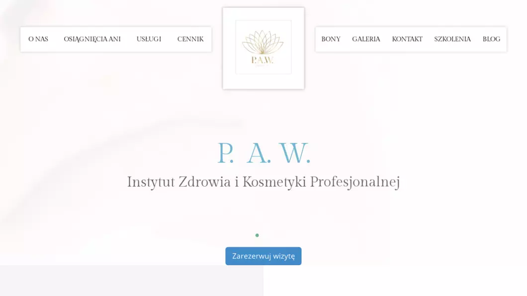 Zrzut ekranu strony P.A.W. Instytut Zdrowia i Kosmetyki Profesjonalnej