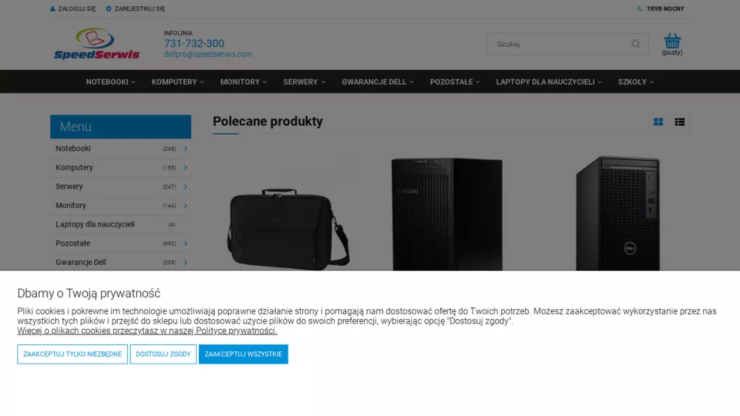 Zrzut ekranu strony DellPro