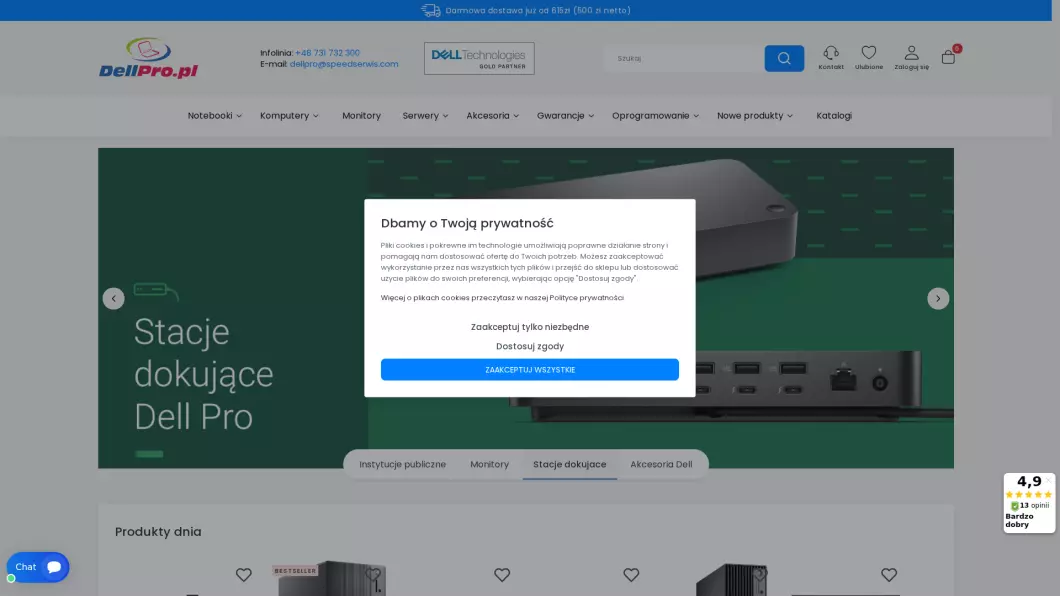 Zrzut ekranu strony DellPro