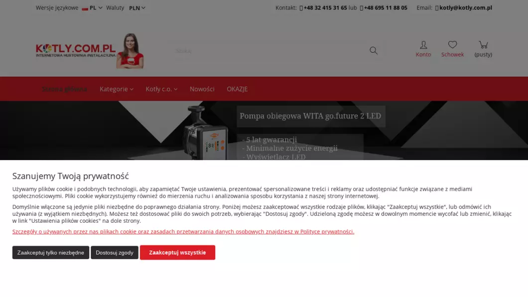 Zrzut ekranu strony Piece i kotły C.O | Sklep KOTLY.COM.PL