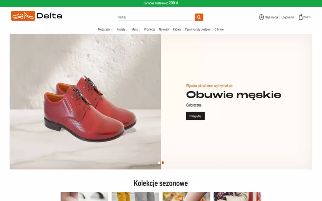 Zrzut ekranu strony Obuwie Delta