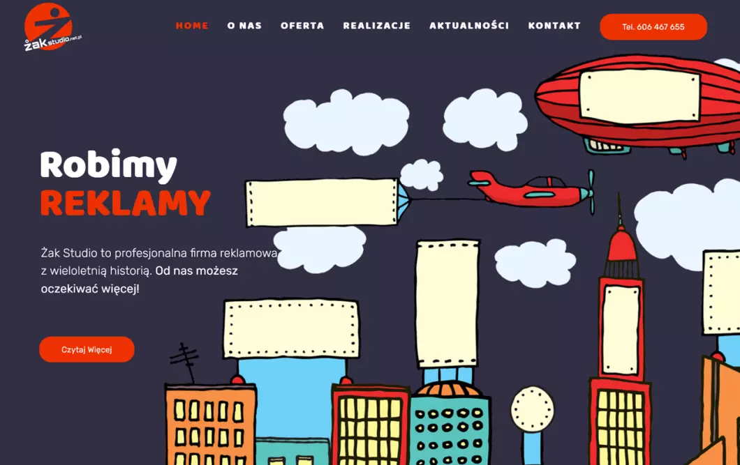 Zrzut ekranu strony Żak Studio Studio reklamy